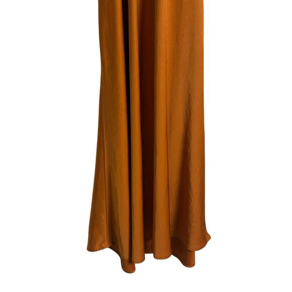A.L.C. Blakely Orange Satin Cutout V-Neck Cocktail Midi Dress Size 6 - Picture 12 of 16